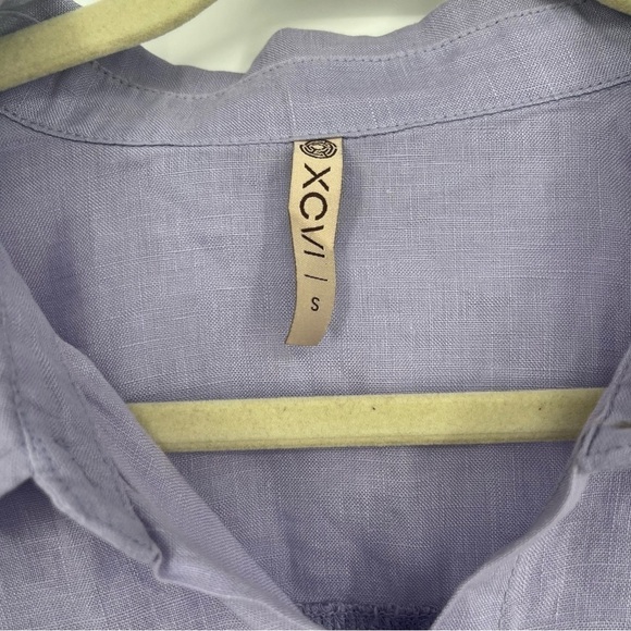 XCVI Light Purple Lilac Linen Lagenlook Button Up Blouse Top Size Small - Picture 4 of 6